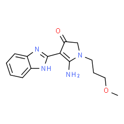 ChemSpider 2D Image | 5-Amino-4-(1H-benzimidazol-2-yl)-1-(3-methoxypropyl)-1,2-dihydro-3H-pyrrol-3-one | C15H18N4O2