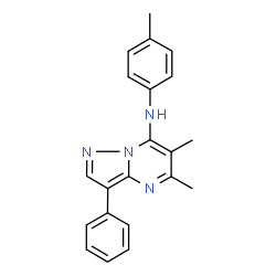 ChemSpider 2D Image | 5,6-Dimethyl-N-(4-methylphenyl)-3-phenylpyrazolo[1,5-a]pyrimidin-7-amine | C21H20N4