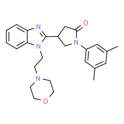 ChemSpider 2D Image | 1-(3,5-Dimethylphenyl)-4-{1-[2-(4-morpholinyl)ethyl]-1H-benzimidazol-2-yl}-2-pyrrolidinone | C25H30N4O2