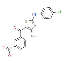 ChemSpider 2D Image | {4-Amino-2-[(4-chlorophenyl)amino]-1,3-thiazol-5-yl}(3-nitrophenyl)methanone | C16H11ClN4O3S