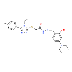 ChemSpider 2D Image | N'-{(Z)-[4-(Diethylamino)-2-hydroxyphenyl]methylene}-2-{[4-ethyl-5-(4-methylphenyl)-4H-1,2,4-triazol-3-yl]sulfanyl}acetohydrazide | C24H30N6O2S