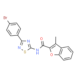ChemSpider 2D Image | N-[3-(4-Bromophenyl)-1,2,4-thiadiazol-5-yl]-3-methyl-1-benzofuran-2-carboxamide | C18H12BrN3O2S