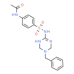 ChemSpider 2D Image | N-{4-[(5-Benzyl-1,4,5,6-tetrahydro-1,3,5-triazin-2-yl)sulfamoyl]phenyl}acetamide | C18H21N5O3S