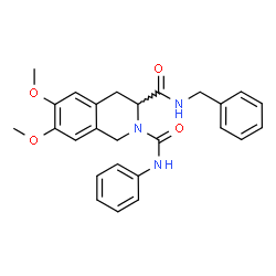 ChemSpider 2D Image | N~3~-Benzyl-6,7-dimethoxy-N~2~-phenyl-3,4-dihydro-2,3(1H)-isoquinolinedicarboxamide | C26H27N3O4