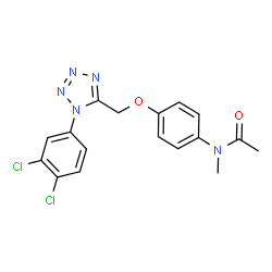 ChemSpider 2D Image | N-(4-{[1-(3,4-Dichlorophenyl)-1H-tetrazol-5-yl]methoxy}phenyl)-N-methylacetamide | C17H15Cl2N5O2