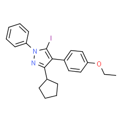 ChemSpider 2D Image | 3-Cyclopentyl-4-(4-ethoxyphenyl)-5-iodo-1-phenyl-1H-pyrazole | C22H23IN2O