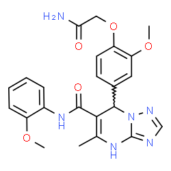 ChemSpider 2D Image | 7-[4-(2-Amino-2-oxoethoxy)-3-methoxyphenyl]-N-(2-methoxyphenyl)-5-methyl-1,7-dihydro[1,2,4]triazolo[1,5-a]pyrimidine-6-carboxamide | C23H24N6O5