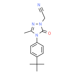 ChemSpider 2D Image | {3-Methyl-4-[4-(2-methyl-2-propanyl)phenyl]-5-oxo-4,5-dihydro-1H-1,2,4-triazol-1-yl}acetonitrile | C15H18N4O