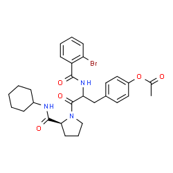 ChemSpider 2D Image | O-Acetyl-N-(2-bromobenzoyl)tyrosyl-N-cyclohexyl-L-prolinamide | C29H34BrN3O5
