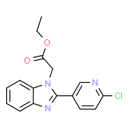 ChemSpider 2D Image | Ethyl [2-(6-chloro-3-pyridinyl)-1H-benzimidazol-1-yl]acetate | C16H14ClN3O2