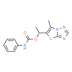 ChemSpider 2D Image | (1R)-1-(6-Methyl[1,3]thiazolo[3,2-b][1,2,4]triazol-5-yl)ethyl phenylcarbamate | C14H14N4O2S