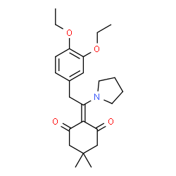 ChemSpider 2D Image | 2-[2-(3,4-Diethoxyphenyl)-1-(1-pyrrolidinyl)ethylidene]-5,5-dimethyl-1,3-cyclohexanedione | C24H33NO4