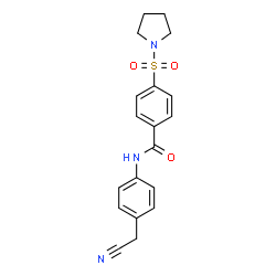 ChemSpider 2D Image | N-[4-(Cyanomethyl)phenyl]-4-(1-pyrrolidinylsulfonyl)benzamide | C19H19N3O3S