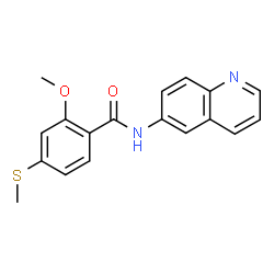 ChemSpider 2D Image | 2-Methoxy-4-(methylsulfanyl)-N-(6-quinolinyl)benzamide | C18H16N2O2S