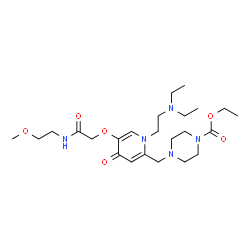ChemSpider 2D Image | Ethyl 4-[(1-[2-(diethylamino)ethyl]-5-{2-[(2-methoxyethyl)amino]-2-oxoethoxy}-4-oxo-1,4-dihydro-2-pyridinyl)methyl]-1-piperazinecarboxylate | C24H41N5O6