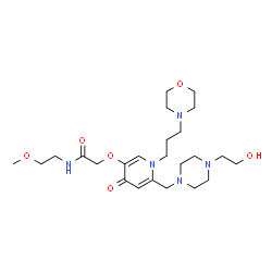 ChemSpider 2D Image | 2-[(6-{[4-(2-Hydroxyethyl)-1-piperazinyl]methyl}-1-[3-(4-morpholinyl)propyl]-4-oxo-1,4-dihydro-3-pyridinyl)oxy]-N-(2-methoxyethyl)acetamide | C24H41N5O6