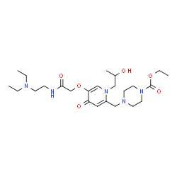 ChemSpider 2D Image | Ethyl 4-{[5-(2-{[2-(diethylamino)ethyl]amino}-2-oxoethoxy)-1-(2-hydroxypropyl)-4-oxo-1,4-dihydro-2-pyridinyl]methyl}-1-piperazinecarboxylate | C24H41N5O6