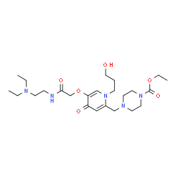 ChemSpider 2D Image | Ethyl 4-{[5-(2-{[2-(diethylamino)ethyl]amino}-2-oxoethoxy)-1-(3-hydroxypropyl)-4-oxo-1,4-dihydro-2-pyridinyl]methyl}-1-piperazinecarboxylate | C24H41N5O6