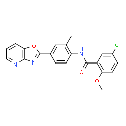 ChemSpider 2D Image | 5-Chloro-2-methoxy-N-[2-methyl-4-([1,3]oxazolo[4,5-b]pyridin-2-yl)phenyl]benzamide | C21H16ClN3O3