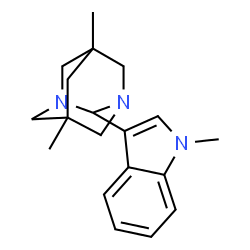 ChemSpider 2D Image | 5,7-Dimethyl-2-(1-methyl-1H-indol-3-yl)-1,3-diazatricyclo[3.3.1.1~3,7~]decane | C19H25N3