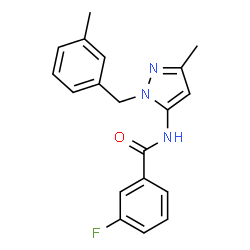 ChemSpider 2D Image | 3-Fluoro-N-[3-methyl-1-(3-methylbenzyl)-1H-pyrazol-5-yl]benzamide | C19H18FN3O