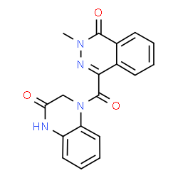 ChemSpider 2D Image | 4-[(3-Methyl-4-oxo-3,4-dihydro-1-phthalazinyl)carbonyl]-3,4-dihydro-2(1H)-quinoxalinone | C18H14N4O3