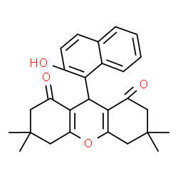 ChemSpider 2D Image | 9-(2-Hydroxy-1-naphthyl)-3,3,6,6-tetramethyl-3,4,5,6,7,9-hexahydro-1H-xanthene-1,8(2H)-dione | C27H28O4
