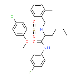ChemSpider 2D Image | N~2~-[(5-Chloro-2-methoxyphenyl)sulfonyl]-N-(4-fluorophenyl)-N~2~-(2-methylbenzyl)norleucinamide | C27H30ClFN2O4S