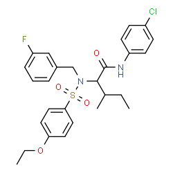 ChemSpider 2D Image | N-(4-Chlorophenyl)-N~2~-[(4-ethoxyphenyl)sulfonyl]-N~2~-(3-fluorobenzyl)isoleucinamide | C27H30ClFN2O4S