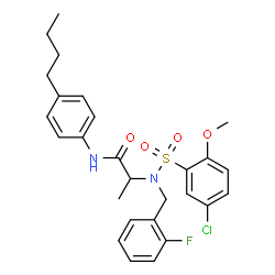 ChemSpider 2D Image | N-(4-Butylphenyl)-N~2~-[(5-chloro-2-methoxyphenyl)sulfonyl]-N~2~-(2-fluorobenzyl)alaninamide | C27H30ClFN2O4S
