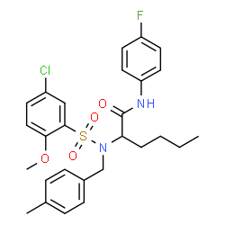 ChemSpider 2D Image | N~2~-[(5-Chloro-2-methoxyphenyl)sulfonyl]-N-(4-fluorophenyl)-N~2~-(4-methylbenzyl)norleucinamide | C27H30ClFN2O4S
