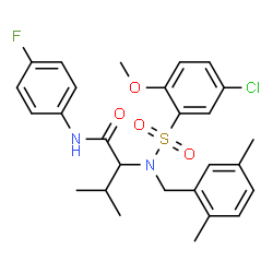 ChemSpider 2D Image | N~2~-[(5-Chloro-2-methoxyphenyl)sulfonyl]-N~2~-(2,5-dimethylbenzyl)-N-(4-fluorophenyl)valinamide | C27H30ClFN2O4S