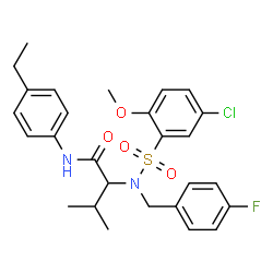 ChemSpider 2D Image | N~2~-[(5-Chloro-2-methoxyphenyl)sulfonyl]-N-(4-ethylphenyl)-N~2~-(4-fluorobenzyl)valinamide | C27H30ClFN2O4S