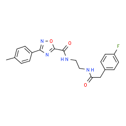 ChemSpider 2D Image | N-(2-{[(4-Fluorophenyl)acetyl]amino}ethyl)-3-(4-methylphenyl)-1,2,4-oxadiazole-5-carboxamide | C20H19FN4O3