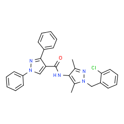 ChemSpider 2D Image | N-[1-(2-Chlorobenzyl)-3,5-dimethyl-1H-pyrazol-4-yl]-1,3-diphenyl-1H-pyrazole-4-carboxamide | C28H24ClN5O