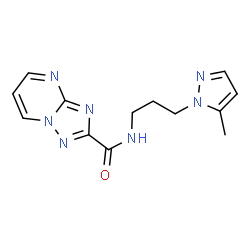 ChemSpider 2D Image | N-[3-(5-Methyl-1H-pyrazol-1-yl)propyl][1,2,4]triazolo[1,5-a]pyrimidine-2-carboxamide | C13H15N7O