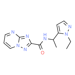 ChemSpider 2D Image | N-[1-(1-Ethyl-1H-pyrazol-5-yl)ethyl][1,2,4]triazolo[1,5-a]pyrimidine-2-carboxamide | C13H15N7O