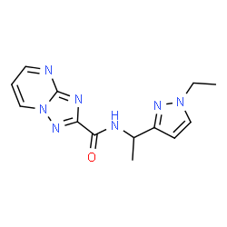 ChemSpider 2D Image | N-[1-(1-Ethyl-1H-pyrazol-3-yl)ethyl][1,2,4]triazolo[1,5-a]pyrimidine-2-carboxamide | C13H15N7O