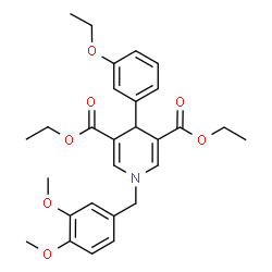 ChemSpider 2D Image | Diethyl 1-(3,4-dimethoxybenzyl)-4-(3-ethoxyphenyl)-1,4-dihydro-3,5-pyridinedicarboxylate | C28H33NO7