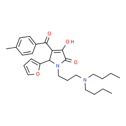 ChemSpider 2D Image | 1-[3-(Dibutylamino)propyl]-5-(2-furyl)-3-hydroxy-4-(4-methylbenzoyl)-1,5-dihydro-2H-pyrrol-2-one | C27H36N2O4