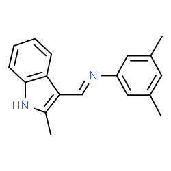 ChemSpider 2D Image | 3,5-Dimethyl-N-[(E)-(2-methyl-1H-indol-3-yl)methylene]aniline | C18H18N2