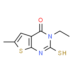 ChemSpider 2D Image | 3-ethyl-2-mercapto-6-methylthieno[2,3-d]pyrimidin-4(3H)-one | C9H10N2OS2