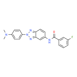 ChemSpider 2D Image | N-{2-[4-(Dimethylamino)phenyl]-2H-benzotriazol-5-yl}-3-fluorobenzamide | C21H18FN5O
