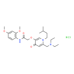 ChemSpider 2D Image | 2-({6-[(Diethylamino)methyl]-1-(3-methylbutyl)-4-oxo-1,4-dihydro-3-pyridinyl}oxy)-N-(2,4-dimethoxyphenyl)acetamide hydrochloride (1:1) | C25H38ClN3O5