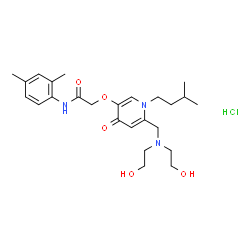 ChemSpider 2D Image | 2-{[6-{[Bis(2-hydroxyethyl)amino]methyl}-1-(3-methylbutyl)-4-oxo-1,4-dihydro-3-pyridinyl]oxy}-N-(2,4-dimethylphenyl)acetamide hydrochloride (1:1) | C25H38ClN3O5