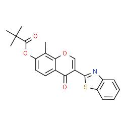 ChemSpider 2D Image | 3-(1,3-Benzothiazol-2-yl)-8-methyl-4-oxo-4H-chromen-7-yl pivalate | C22H19NO4S
