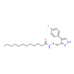 ChemSpider 2D Image | N'-{(E)-[4-(4-Fluorophenyl)-1H-pyrazol-3-yl]methylene}dodecanehydrazide | C22H31FN4O