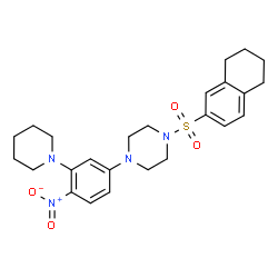 ChemSpider 2D Image | 1-[4-Nitro-3-(1-piperidinyl)phenyl]-4-(5,6,7,8-tetrahydro-2-naphthalenylsulfonyl)piperazine | C25H32N4O4S