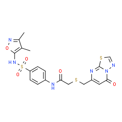 ChemSpider 2D Image | N-{4-[(3,4-Dimethyl-1,2-oxazol-5-yl)sulfamoyl]phenyl}-2-{[(5-oxo-5H-[1,3,4]thiadiazolo[3,2-a]pyrimidin-7-yl)methyl]sulfanyl}acetamide | C19H18N6O5S3