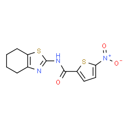 ChemSpider 2D Image | 5-Nitro-N-(4,5,6,7-tetrahydro-1,3-benzothiazol-2-yl)-2-thiophenecarboxamide | C12H11N3O3S2